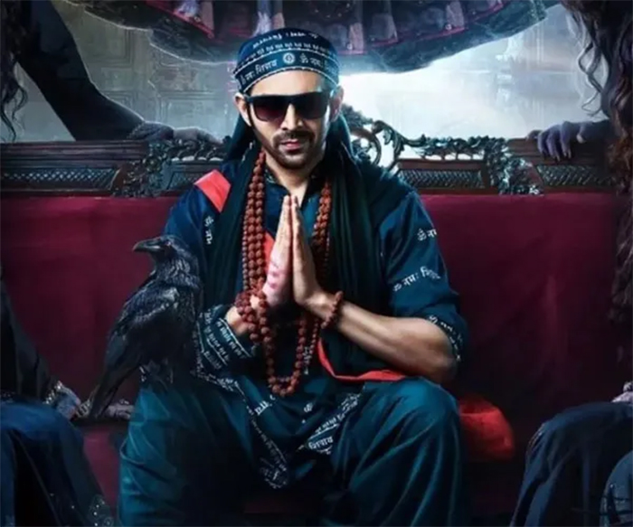 The film features Kartik Aaryan as Ruhaan/Rooh Baba, Vidya Balan as Manjulika, Madhuri Dixit in dual roles as Mandira and Anjulika, and Triptii Dimri as Meera, bringing together a talented ensemble.