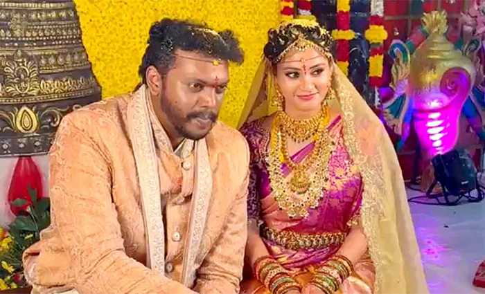 Director Sandeep Raj and actress Chandini Rao exchanged vows in a joyful ceremony at the sacred venue of Tirumala.