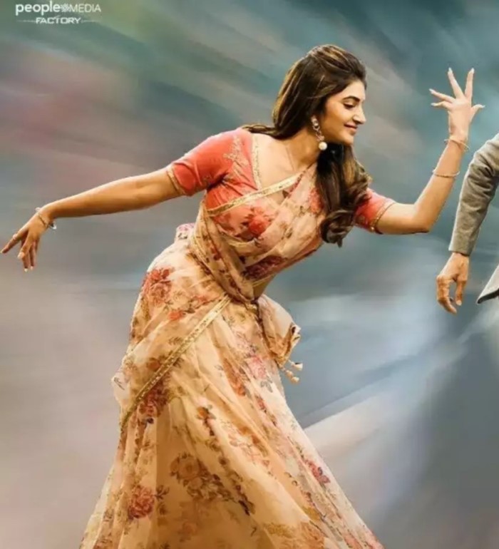 The song Pulsar Bike from Dhamaka starred Ravi Teja and Sreeleela in the lead roles. The track has become popular for its catchy beats, fun vibe, and energetic dance moves.