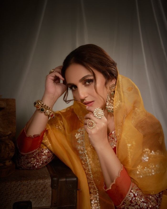 Huma's breathtaking look has garnered significant attention on social media, with fans and fashion enthusiasts praising her stunning traditional attire and flawless presentation.