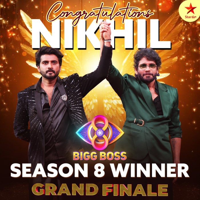 A huge congratulations to Nikhil for emerging as the winner of Bigg Boss Telugu 8, capturing the hearts of viewers and securing the coveted title.
