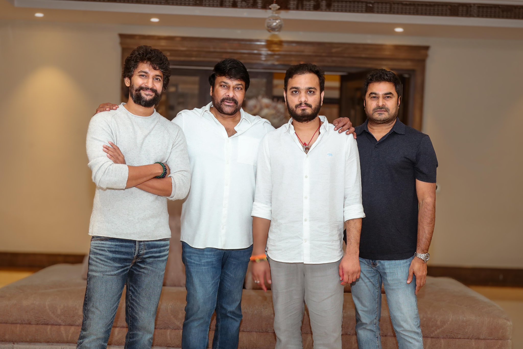 Nani is stepping into the producer's role for an exciting project featuring the legendary Mega Star Chiranjeevi, showcasing his admiration for the veteran actor.
