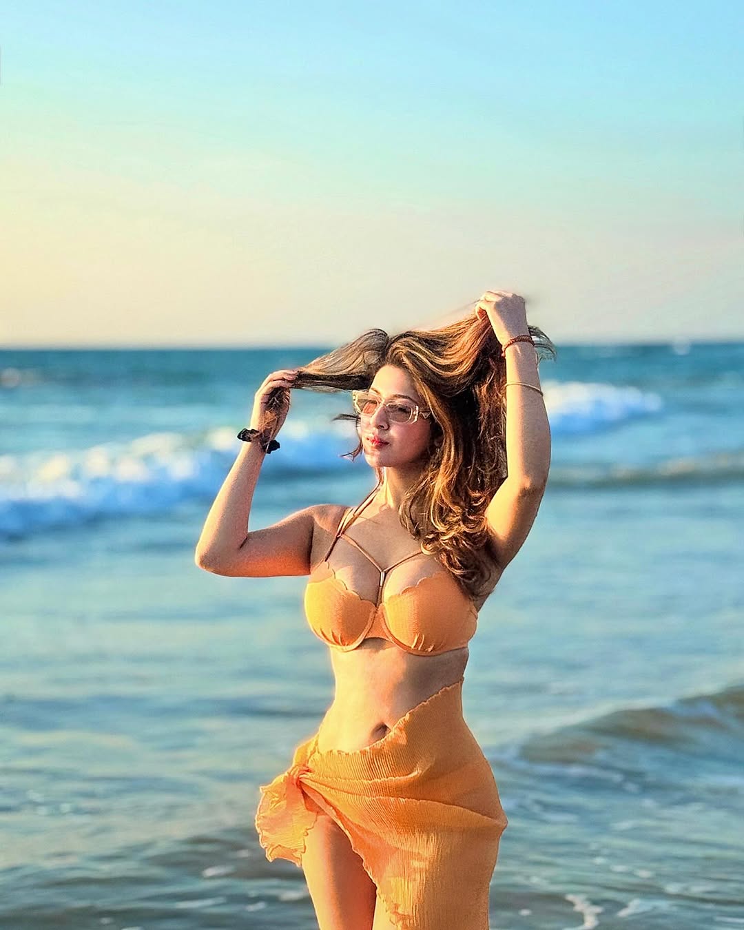 Sonarika Bhadoria was spotted in a stylish swimsuit, perfectly suited for a sunny beach day.