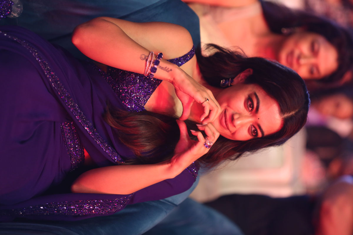 Srivalli Aka Rashmika Mandanna Dazzles In Blue Saree At Pushpa 2 Event