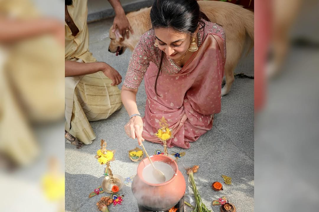 Actress Aishwarya sarja and umapathy mark their first Sankranti as a married couple, see pics
