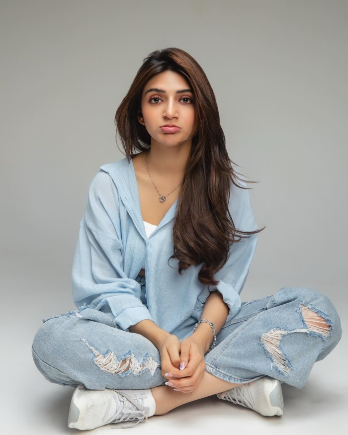 Actress Sreeleela stuns in a blue shirt and denim, see pics