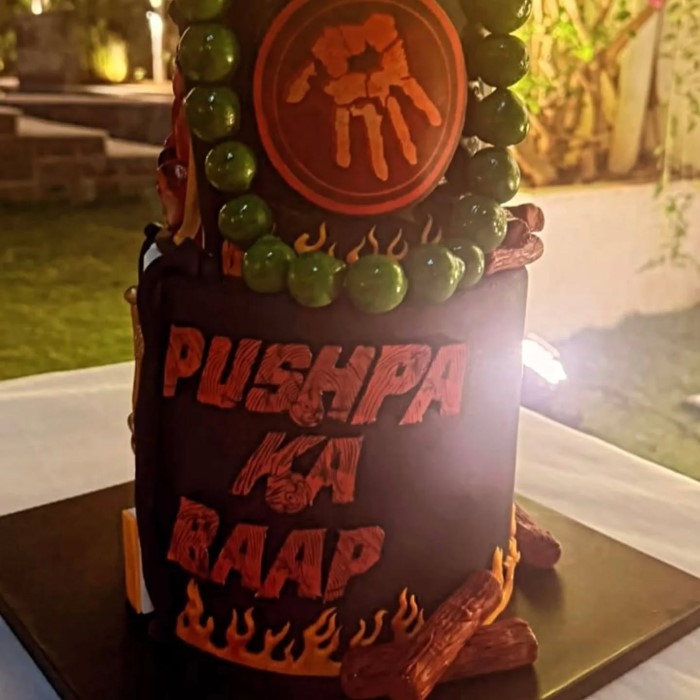 A unique Pushpa-themed birthday cake was the highlight of the celebration, reflecting the success of Allu Arjun's movie, 
