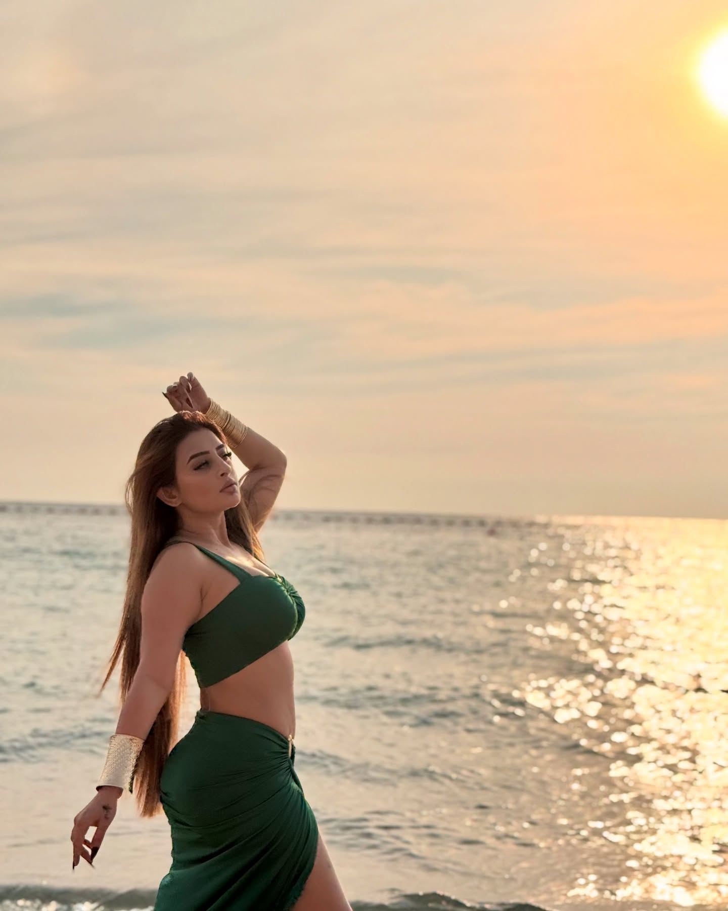 Ankita Dave Stuns In A Glamorous Green Avatar On Her Beach Vacation