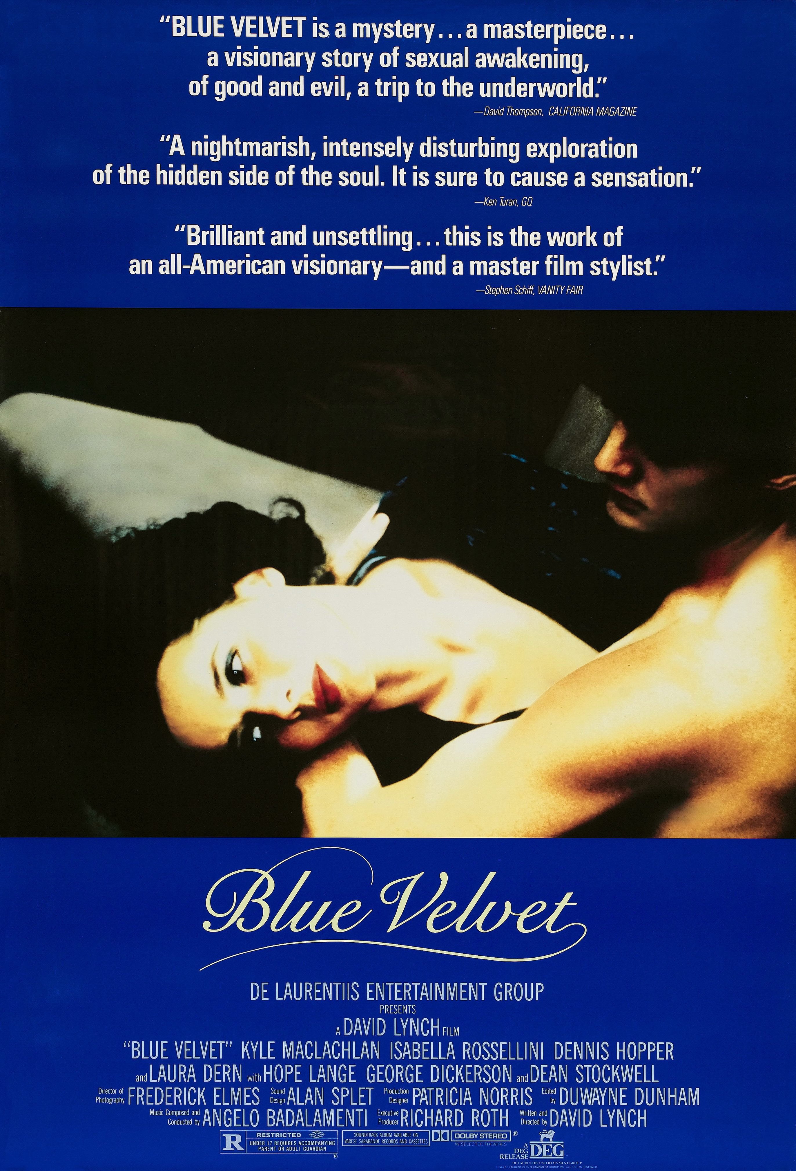 Blue Velvet (1986): A dark neo-noir mystery that follows Jeffrey Beaumont as he uncovers a hidden world of crime and depravity in his small town.