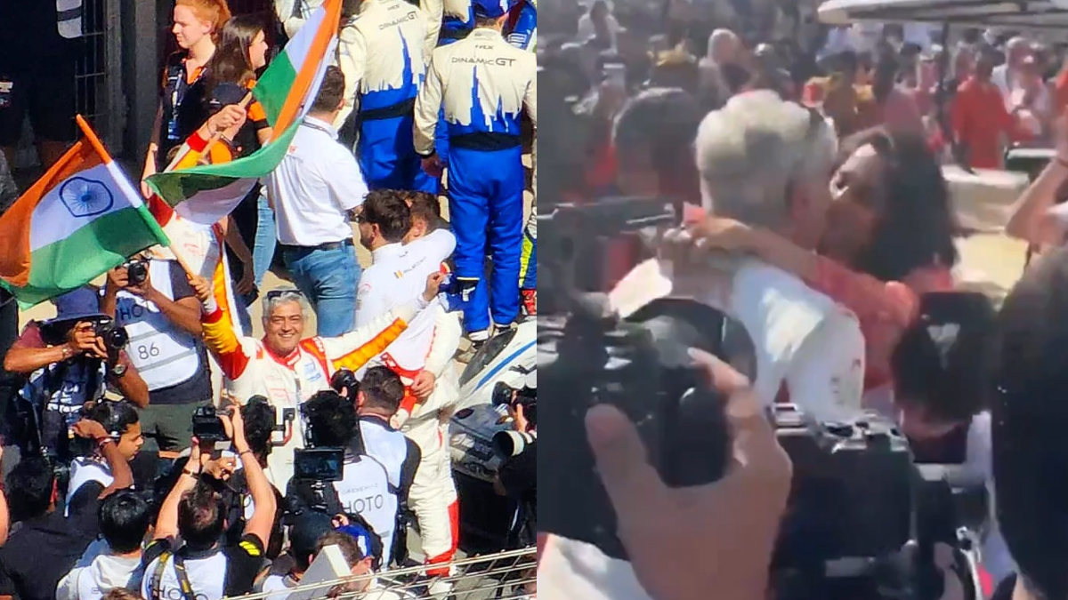 In Pics: Ajith Kumar kisses Wife Shalini After Winning The Race At Dubai 24H Event