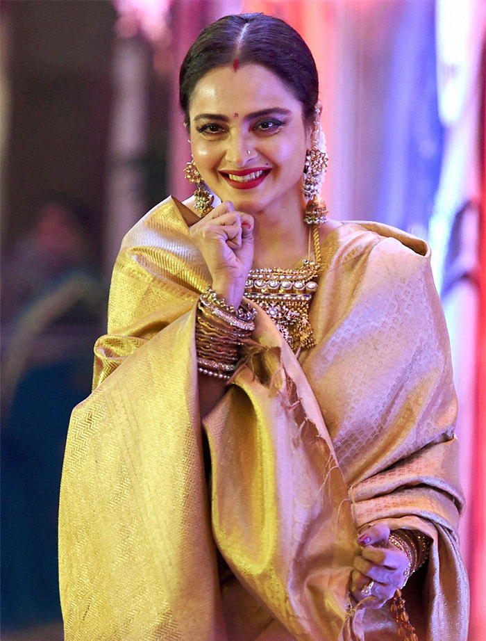 Rekha: Bhanurekha Ganesan shortened her name to Rekha, creating an iconic identity that has become synonymous with grace and talent in Indian cinema.