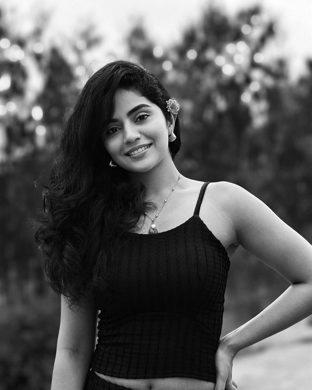 Megha Shetty photoshoot with black top and matching skirt is trending