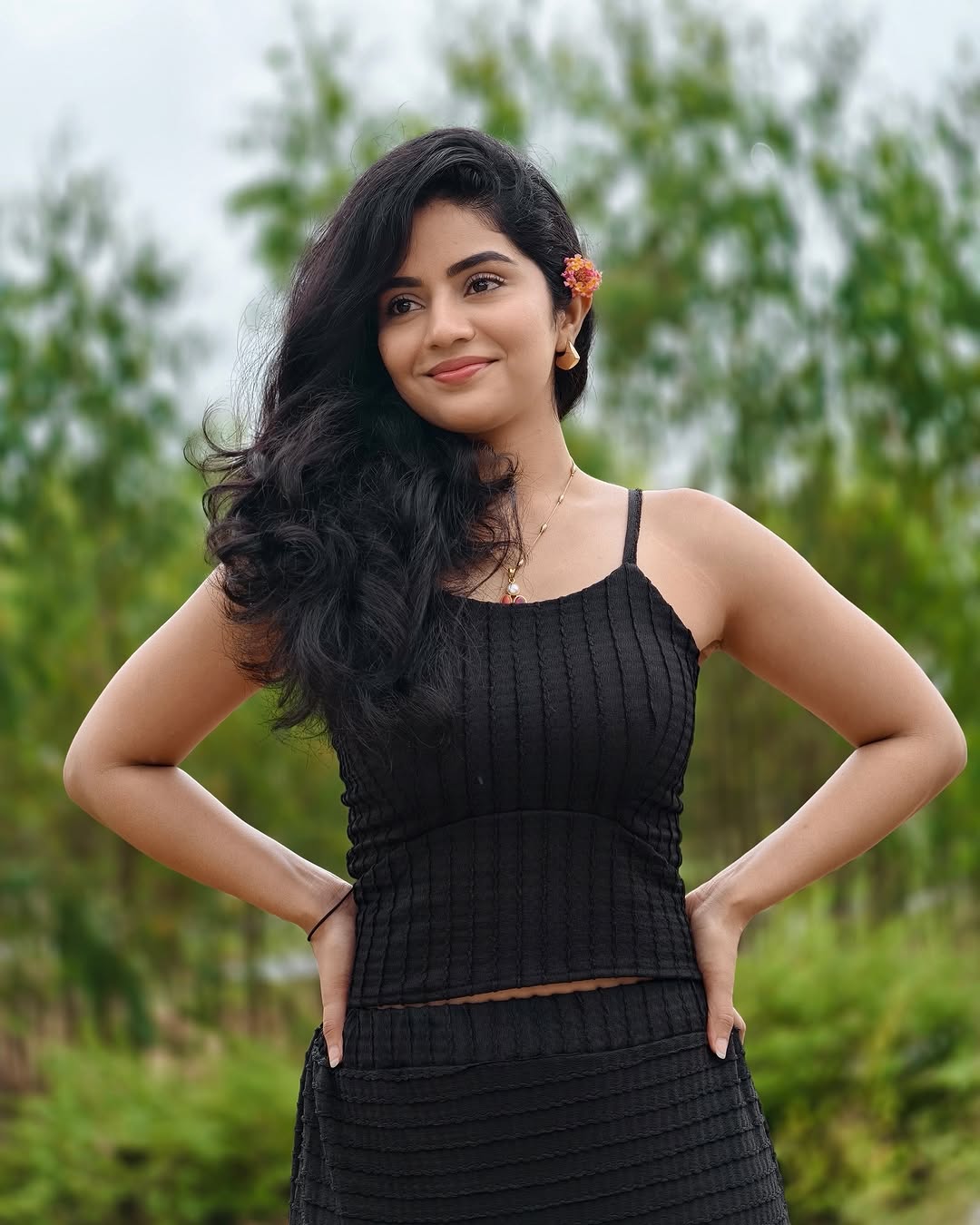 Megha Shetty photoshoot with black top and matching skirt is trending