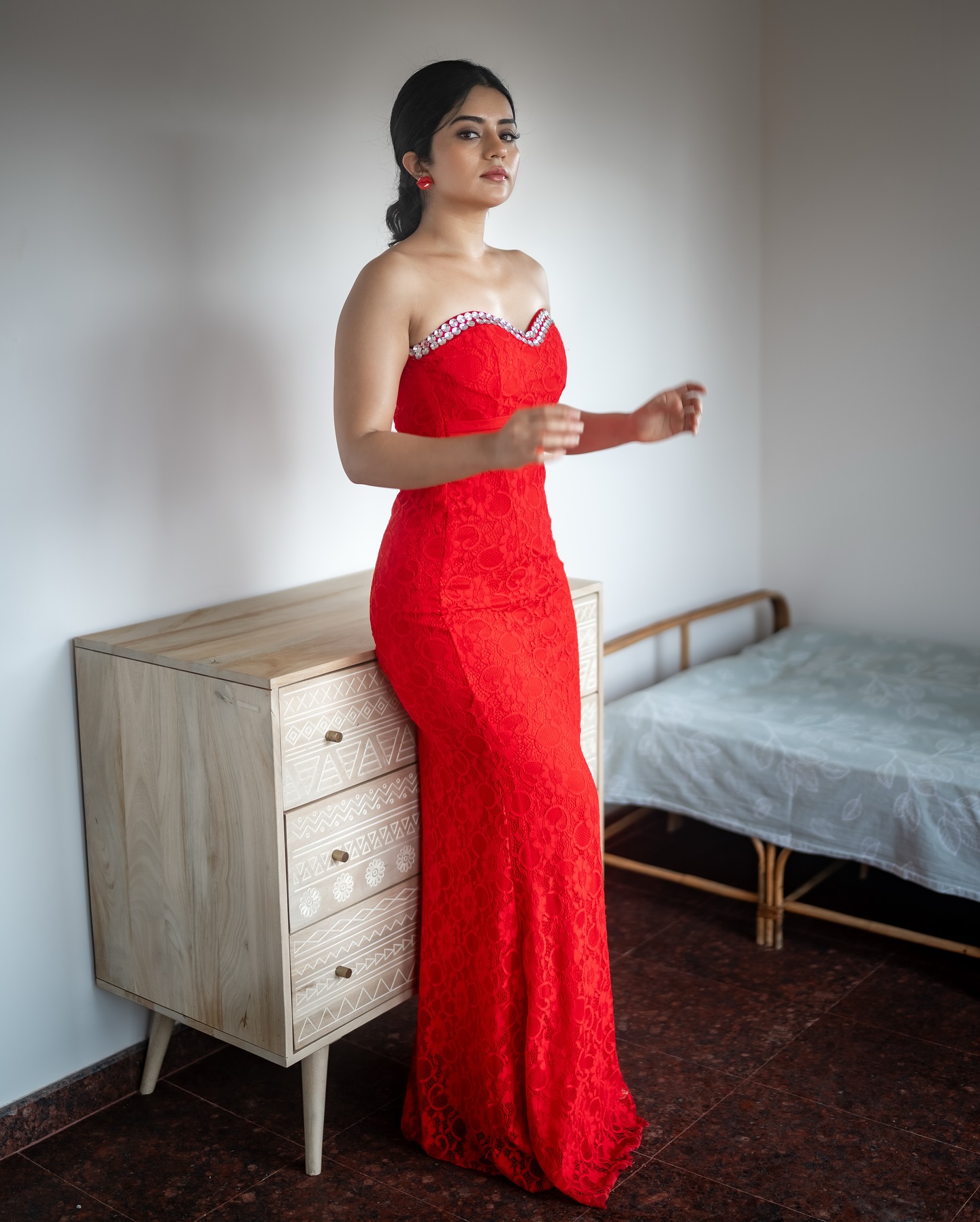 Actress Megha Shetty Red Gown Photos