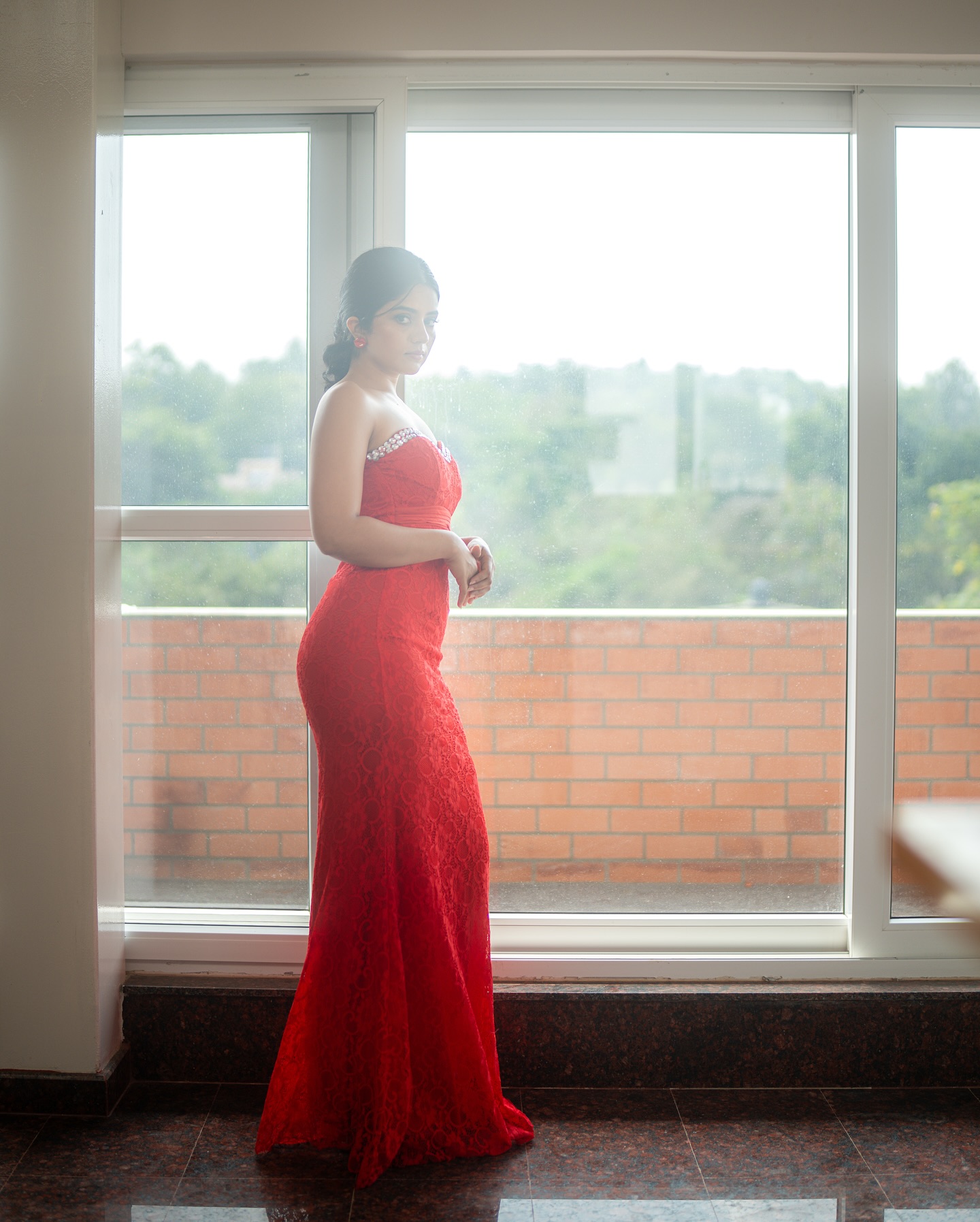 Actress Megha Shetty Red Gown Photos