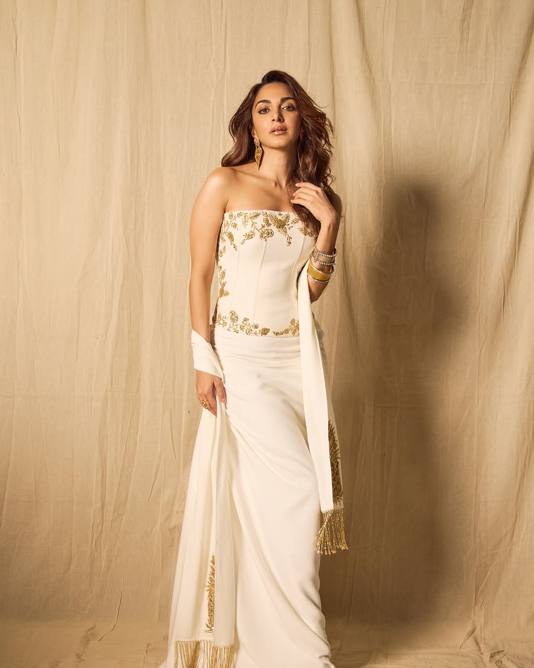Kiara Advani Channels Greek Goddess Vibes In Her House Of Masaba White Corset Set For Game Changer Promotions