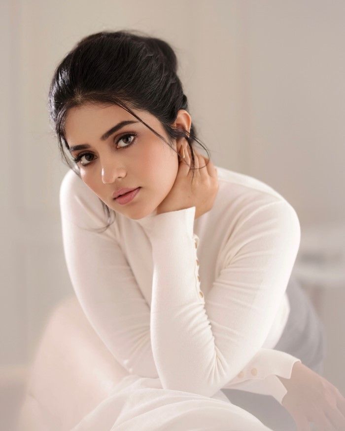 Megha shetty stuns fans in elegant white outfit in latest photoshoot