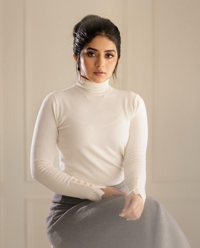 Megha shetty stuns fans in elegant white outfit in latest photoshoot