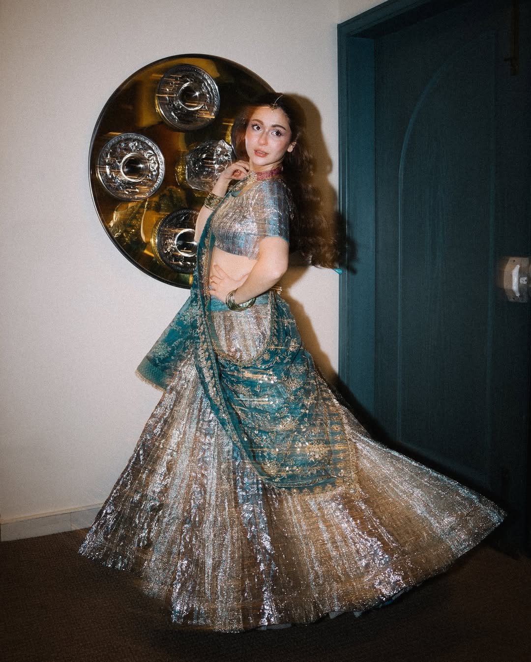 Pakistani Actress Hania Aamir Glows In A Blue Metallic Lehenga, Shares Glimpses From Friends Wedding
