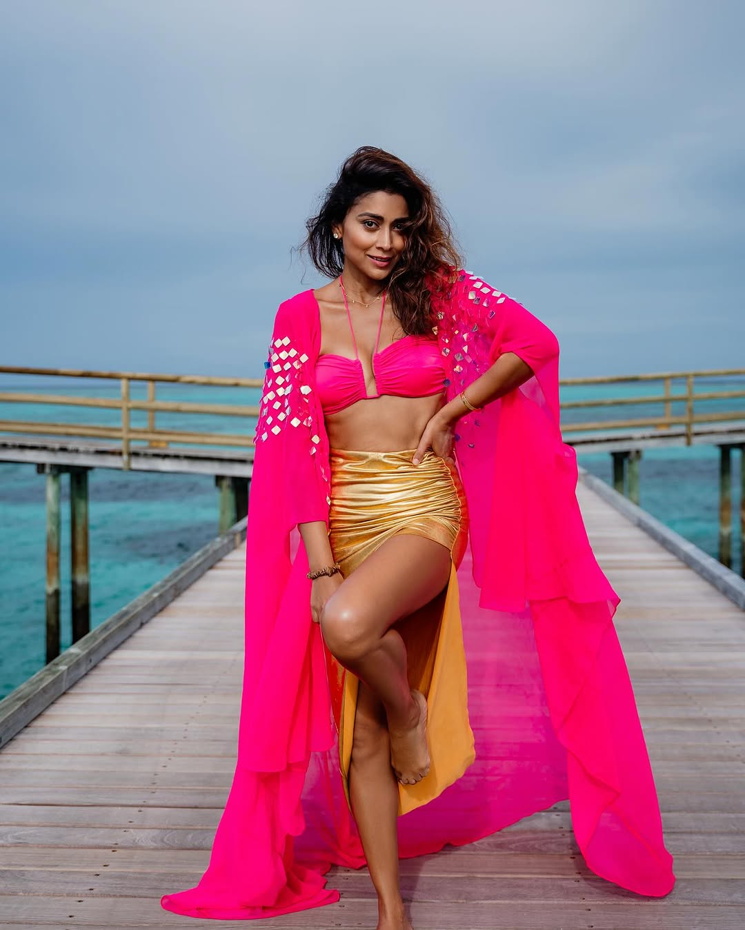 Shriya Saran Stuns In A Vibrant Pink Bikini During Maldives Photoshoot