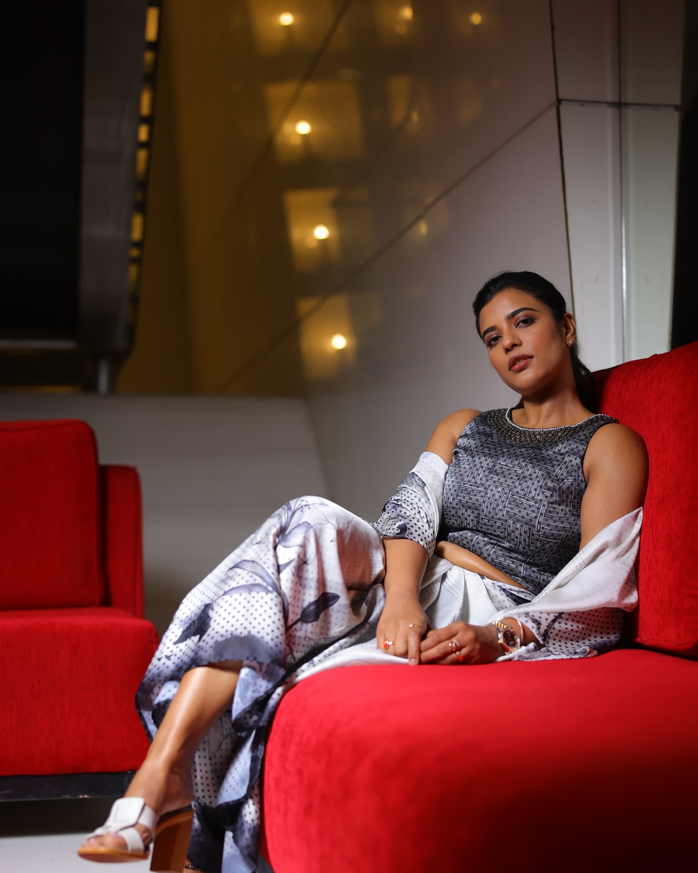 Aishwarya Rajesh sleeveless crop Monochrome Outfit photoshoot