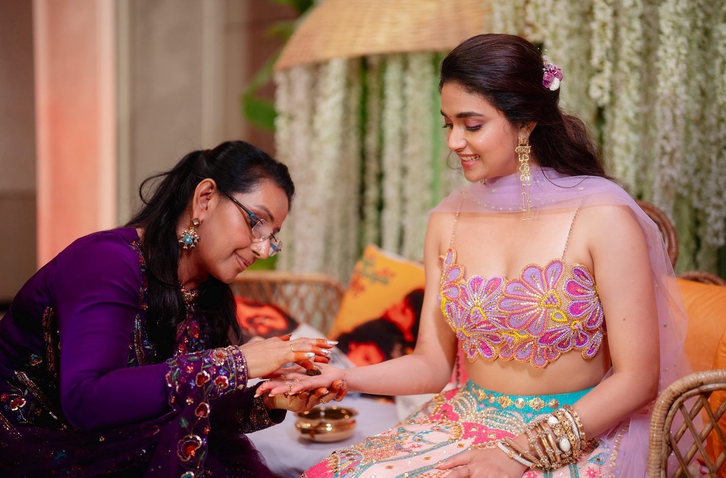 Keerthy Suresh Shared Her Pre Wedding Mehndi Function Photos