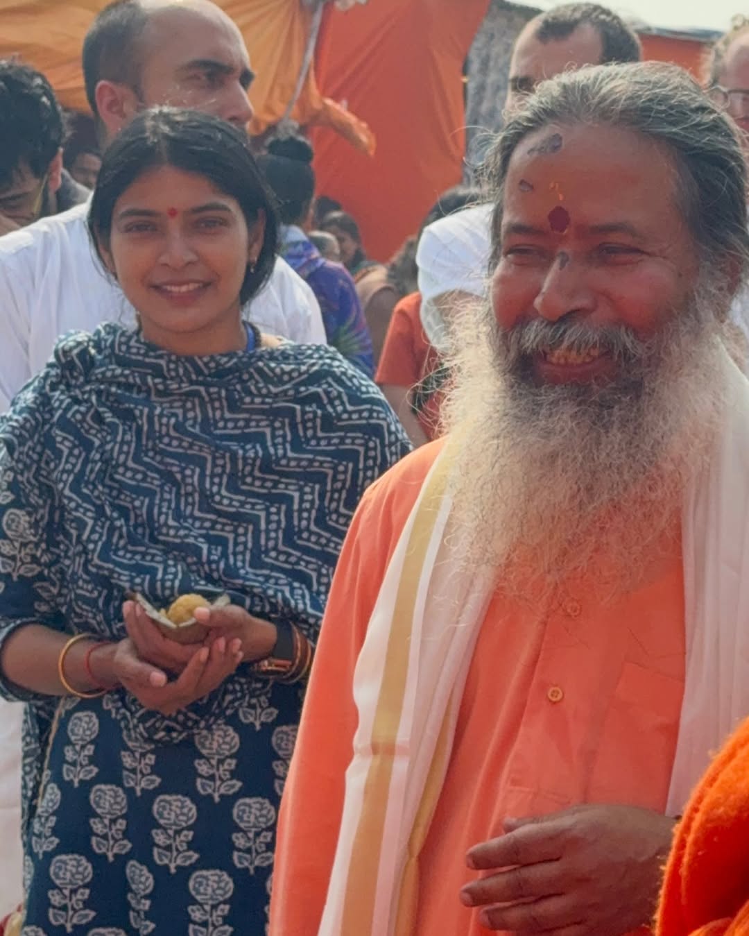 Actress Sanchita Shetty Takes A Holy Dip At Triveni Sangam