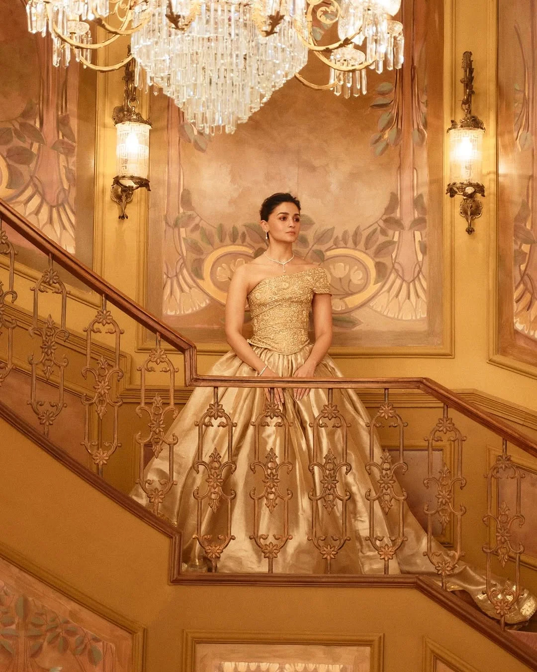 Alia Bhatt's Disney Princess In A gorgeous Golden Gown Photoshoot For Malabar Gold