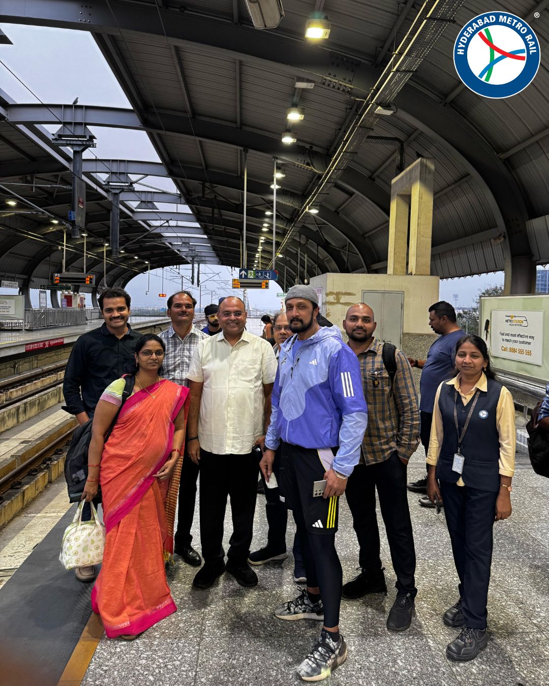 CCL 2025: Actor kichcha Sudeep travels in hyderabad metro