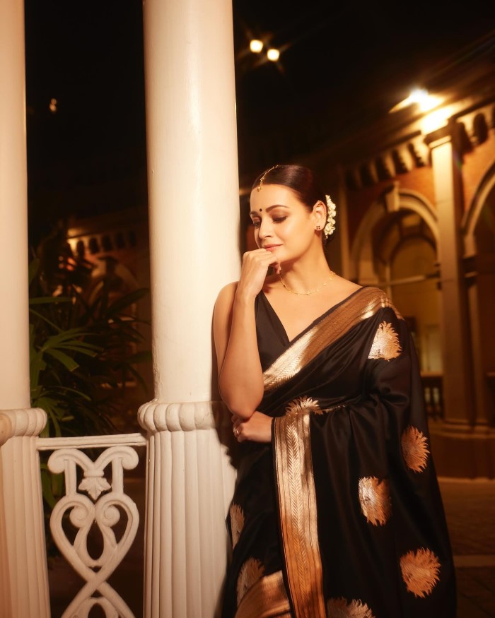 Dia Mirza Shines Bright In Classic Black Saree