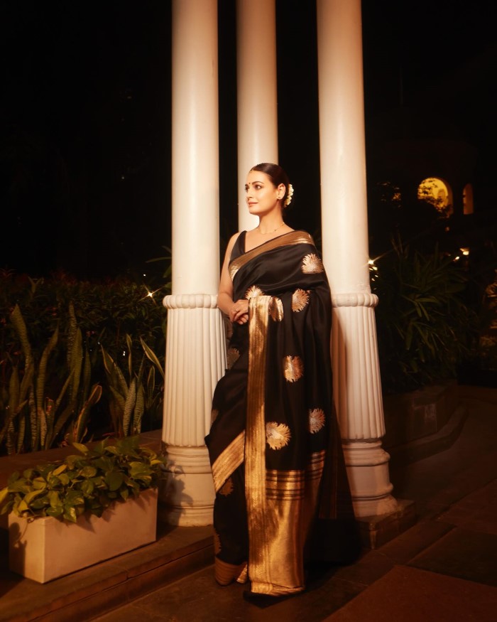 Dia Mirza Shines Bright In Classic Black Saree