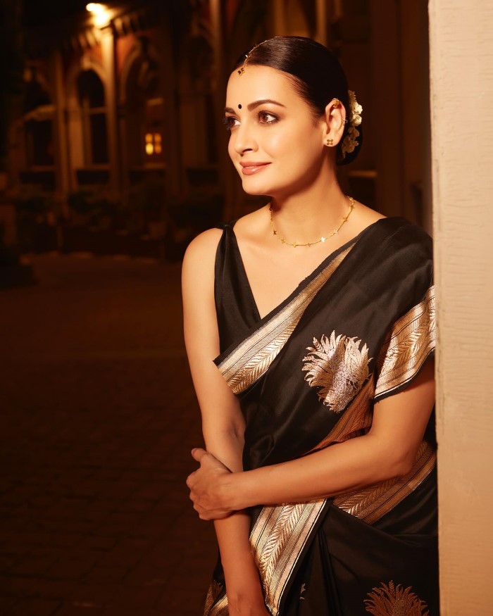 Dia Mirza Shines Bright In Classic Black Saree