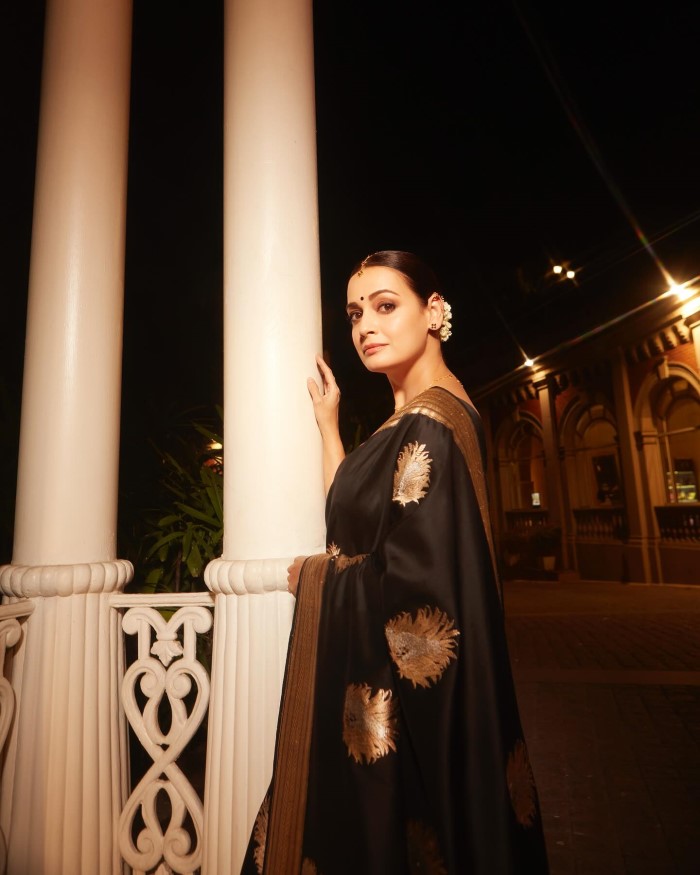 Dia Mirza Shines Bright In Classic Black Saree