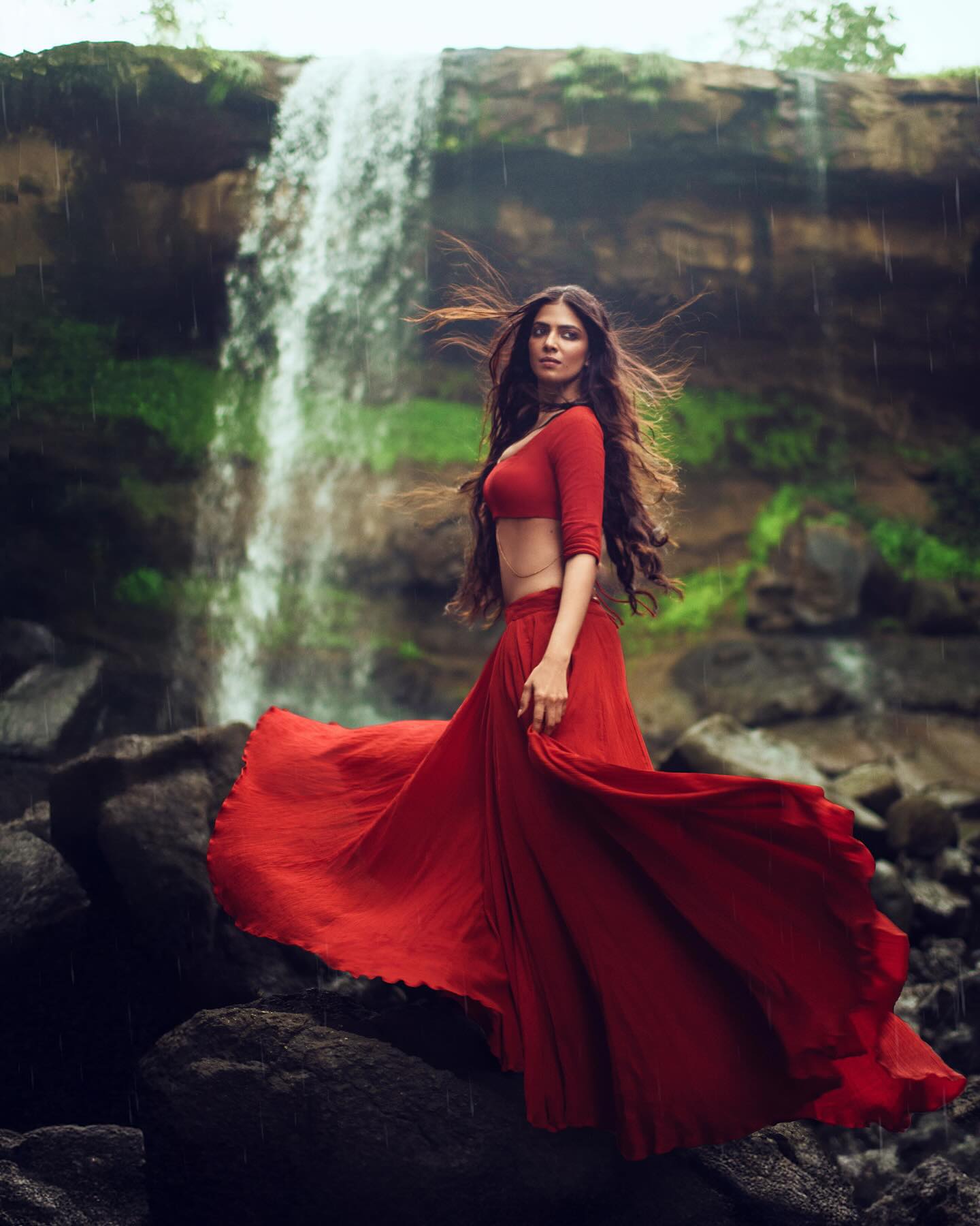Malavika Mohanan's Soulful Forest & Waterfall Photoshoot