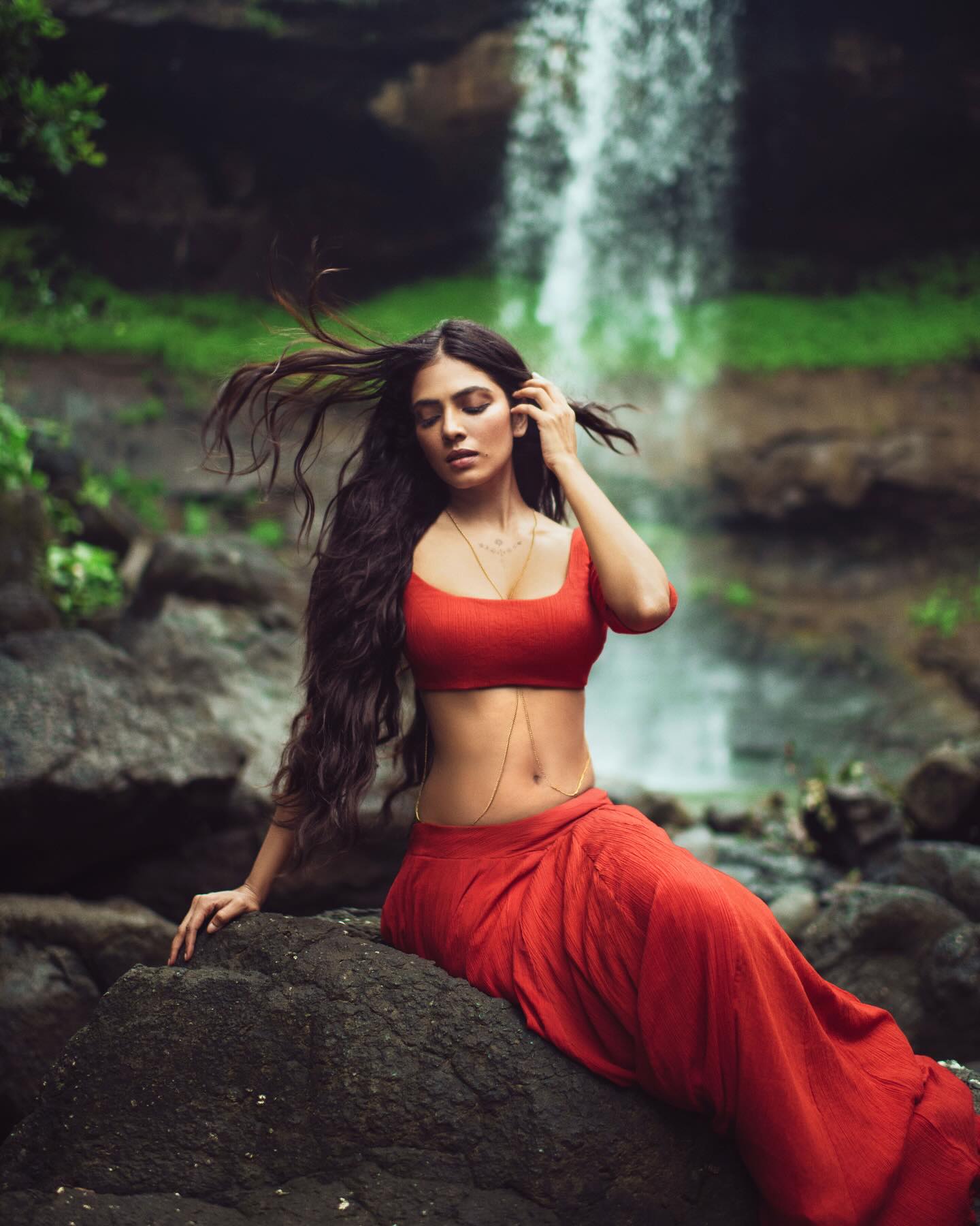 Malavika Mohanan's Soulful Forest & Waterfall Photoshoot