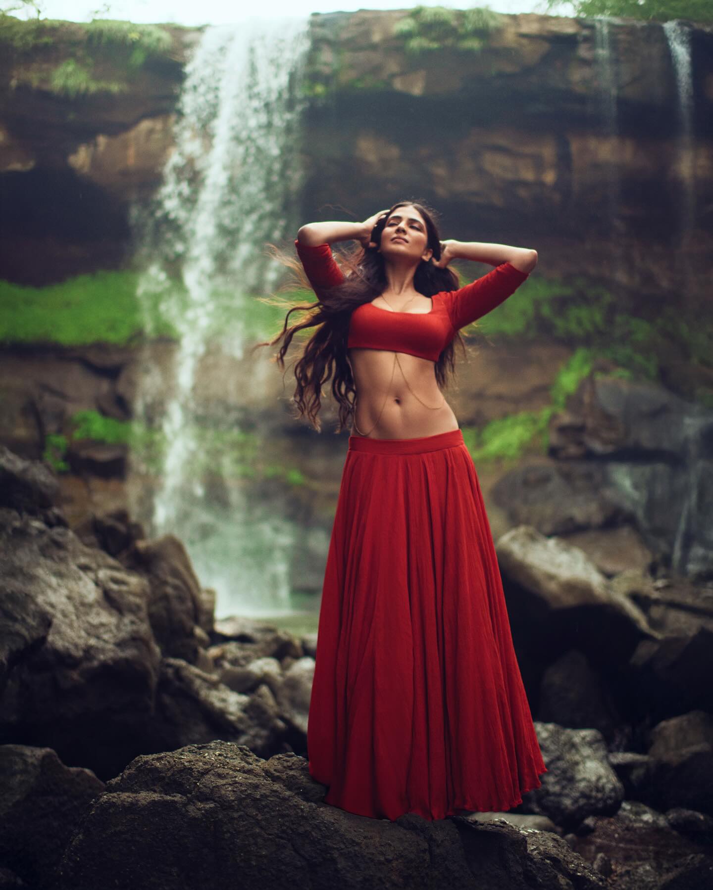 Malavika Mohanan's Soulful Forest & Waterfall Photoshoot