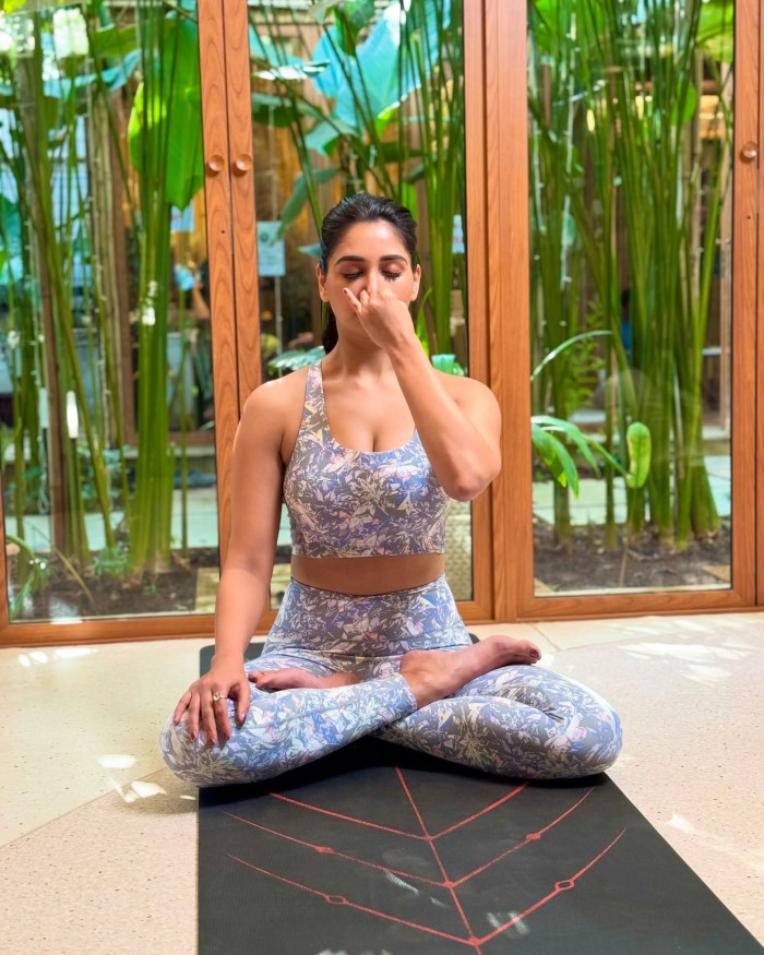 Nikita Dutta Embraces Morning Yoga At Mahati Wellness for A Calm Start To The Day