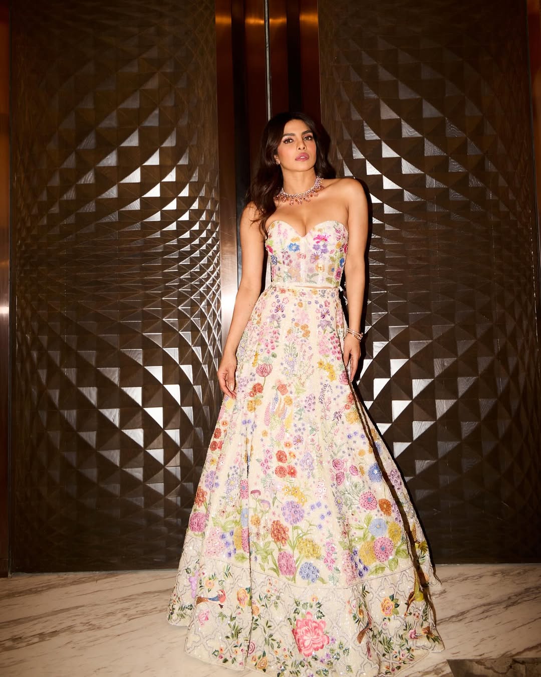 Priyanka Chopra Jonas Stuns In Custom Rahul Mishra Couture For brother Siddharth Chopra Wedding Celebration