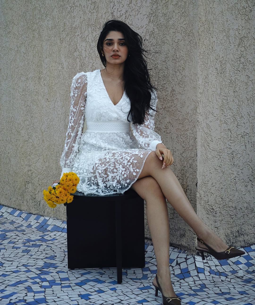 Krithi Shetty photoshoot with White Lace dress flowers is trending