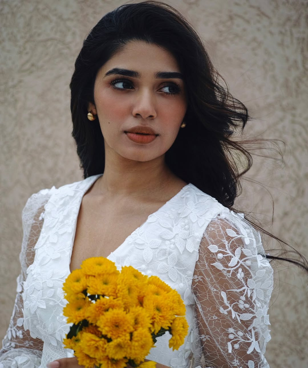 Krithi Shetty photoshoot with White Lace dress flowers is trending