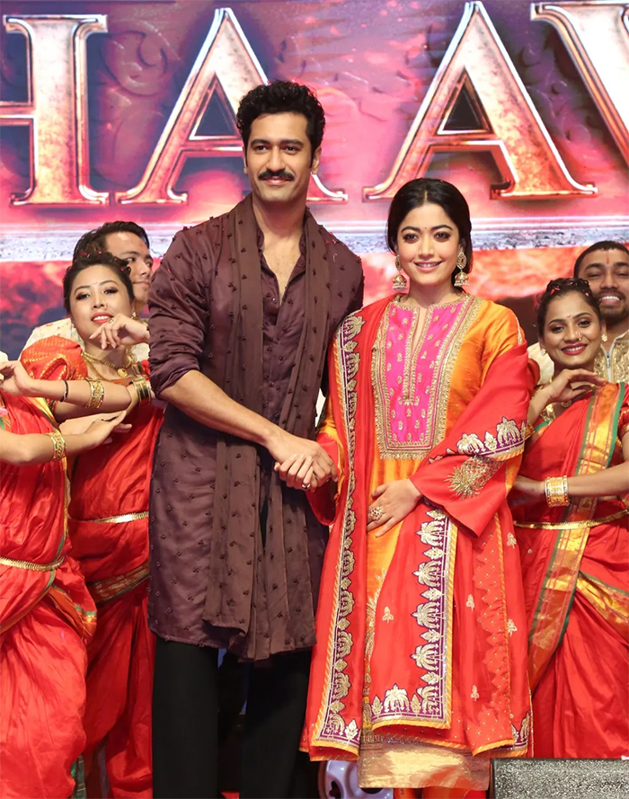 Vicky Kaushal and Rashmika Mandanna's Chhaava Movie Hyderabad Press Meet photos viral