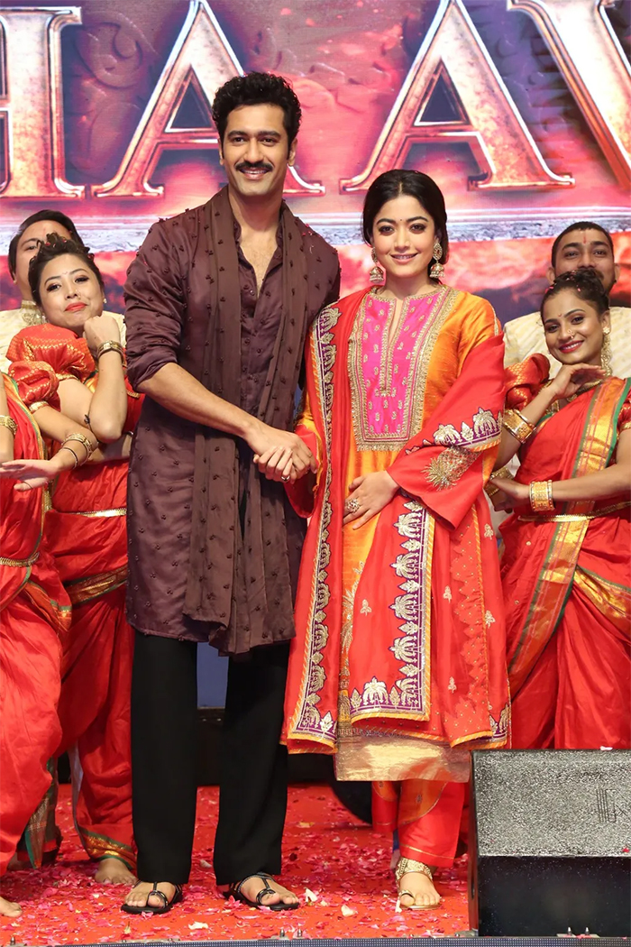 Vicky Kaushal and Rashmika Mandanna's Chhaava Movie Hyderabad Press Meet photos viral