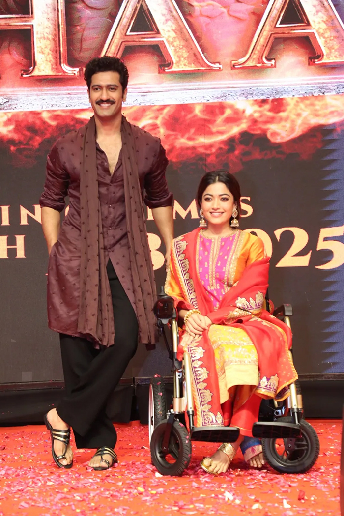 Vicky Kaushal and Rashmika Mandanna's Chhaava Movie Hyderabad Press Meet photos viral