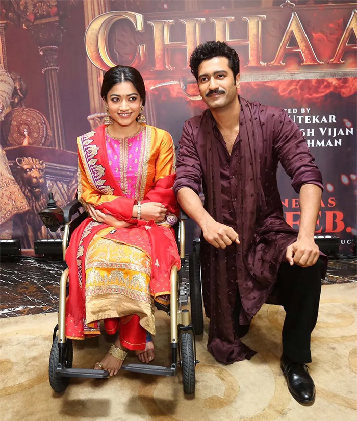 Vicky Kaushal and Rashmika Mandanna's Chhaava Movie Hyderabad Press Meet photos viral