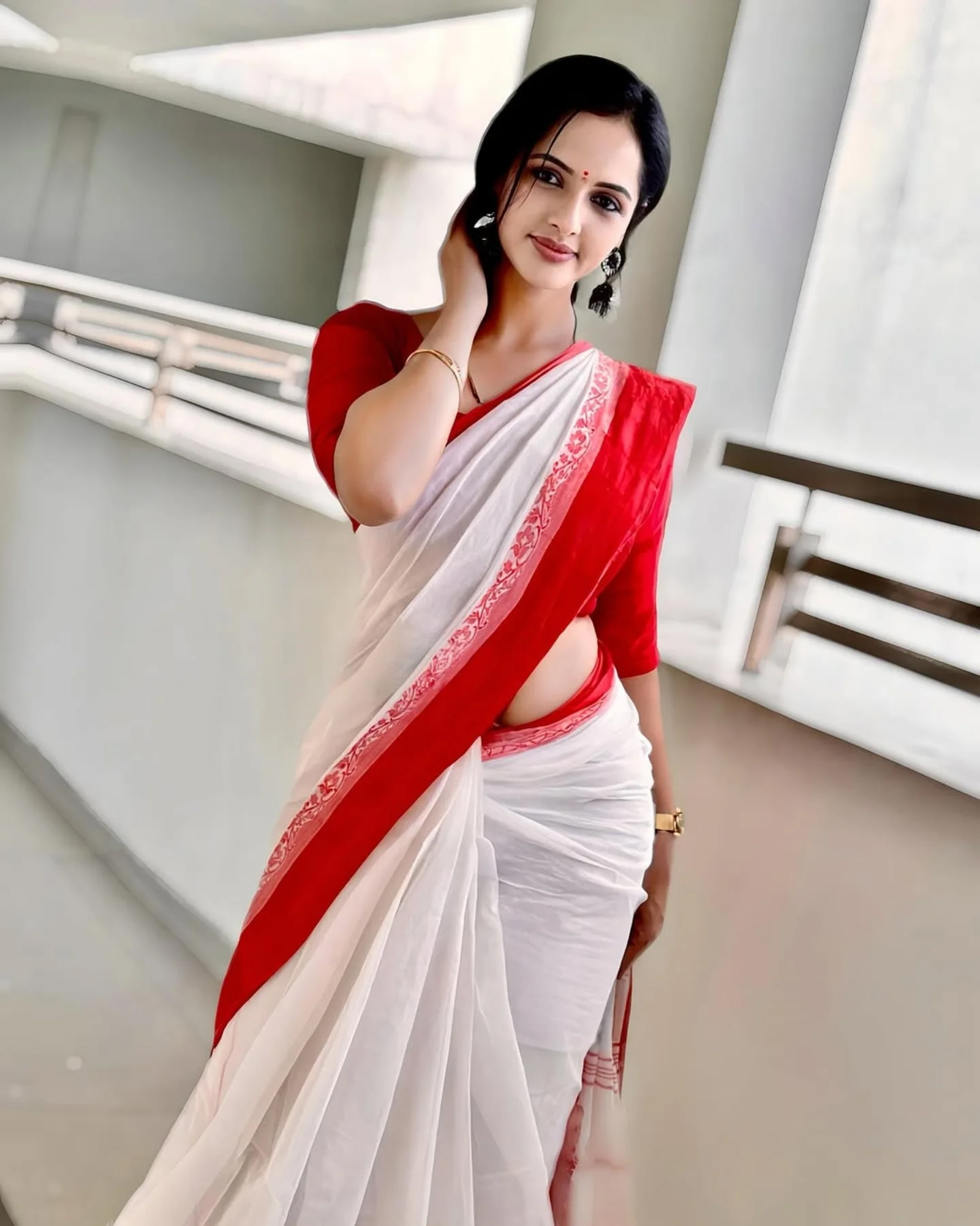 Actress Jyothi Poorvaj Serves Fiery Look In white Saree