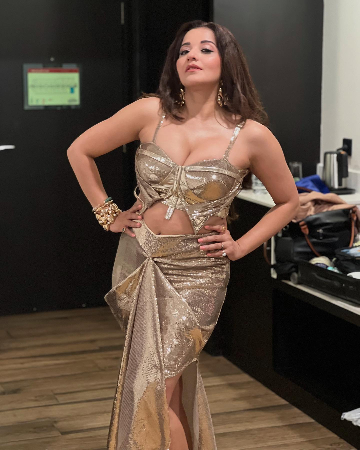 Actress Monalisa Stuns In A Glamorous Gold Outfit – Latest Photoshoot Look