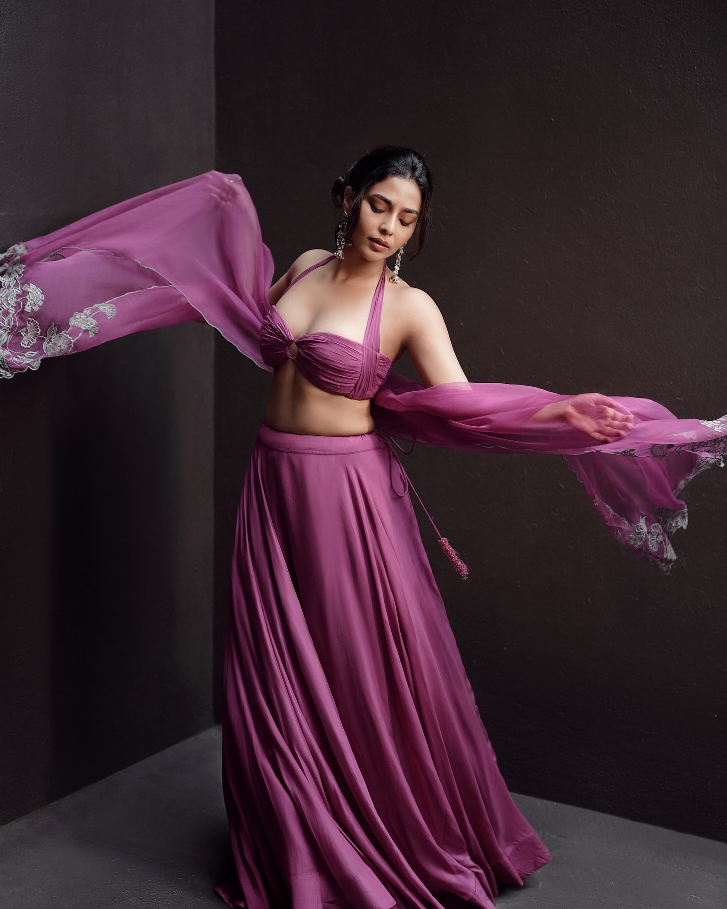 Aishwarya Lekshmi Stuns Fans With Her Purple Elegant Lehenga Looks
