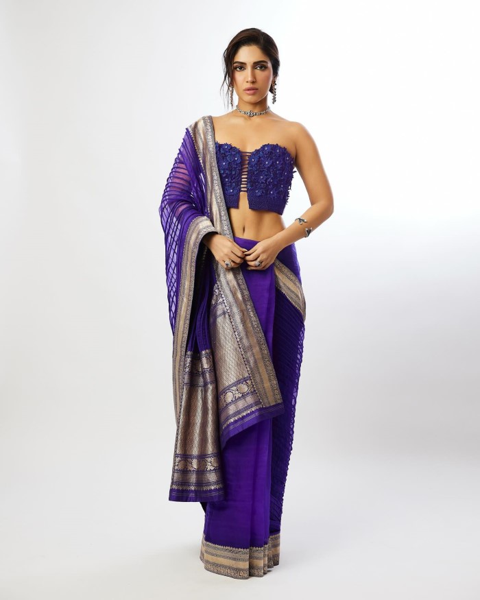 Bhumi Pednekar Stuns In A Royal Purple Saree