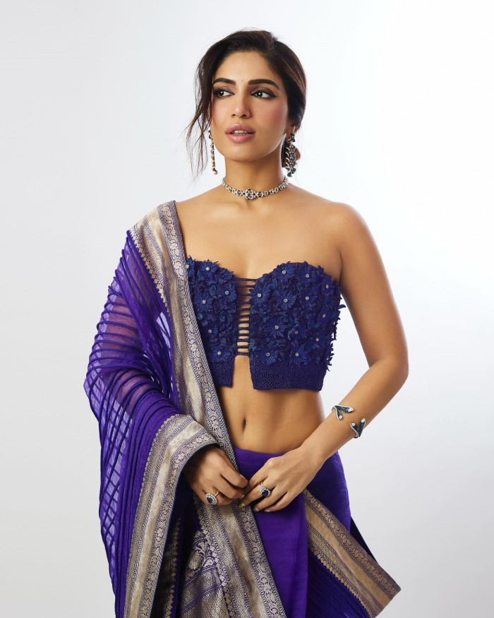 Bhumi Pednekar Stuns In A Royal Purple Saree