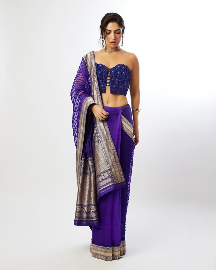 Bhumi Pednekar Stuns In A Royal Purple Saree
